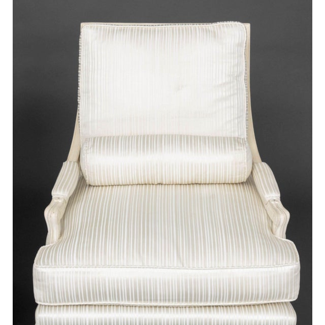 Louis XVI Style White Painted Fauteuils, Pair For Sale - Image 4 of 7