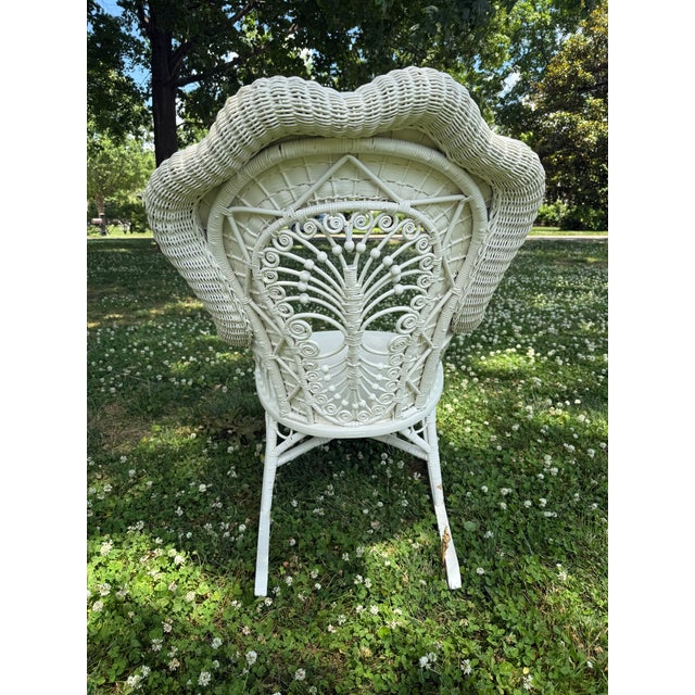 Victorian Vintage Heywood-Wakefield Wicker Rocker For Sale - Image 3 of 9