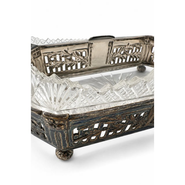 Art Nouveau French Silver-Plated and Cut-Glass Jardinière, 1900s For Sale - Image 10 of 13