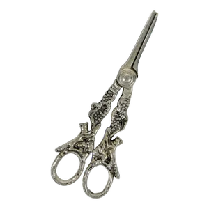 Antique 800 Silver Grape Shears With Foxes and Grape Detailing, Aesthetic Period, German