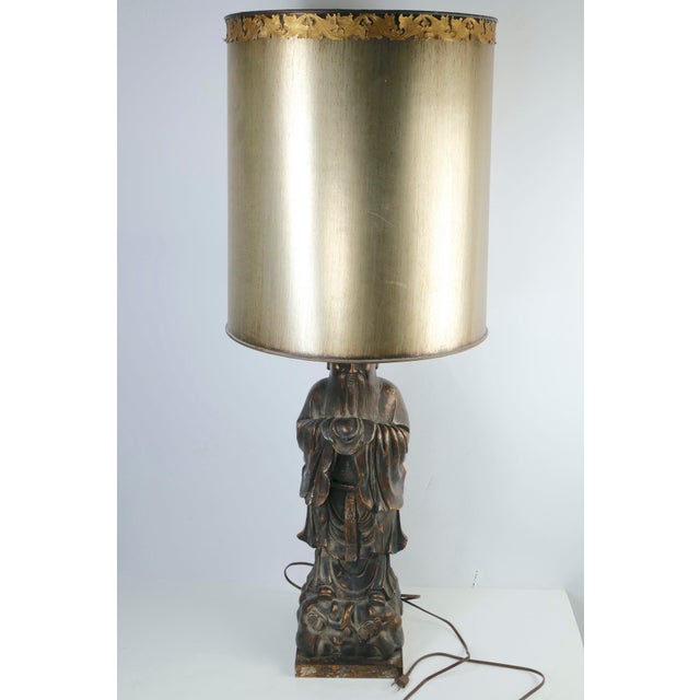 * Height: 40 in * Width (Shade): 16 in * Base Width: 7.5 in * Depth: 7.5 in An impressive vintage Hollywood Regency...