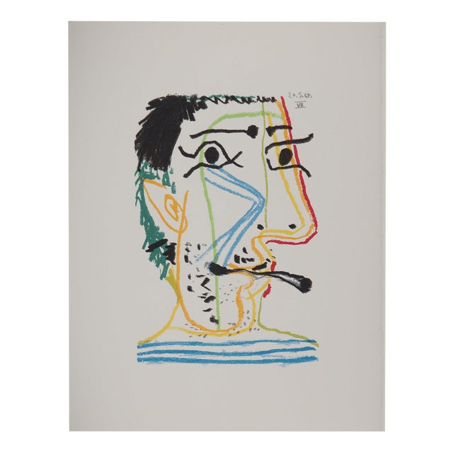 Pablo Picasso, The Taste of Happiness, The Artist and His Cigarette, Lithograph For Sale
