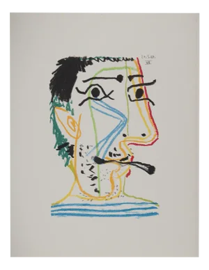 Pablo Picasso, The Taste of Happiness, The Artist and His Cigarette, Lithograph