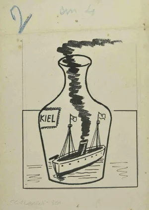 Giuseppe Scalarini, The Bottle, Marker on Paper, 1918