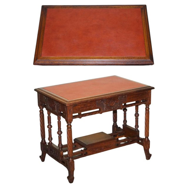 Late 19th Century Continental Carved Walnut Writing Table with Leather Inlay Top For Sale - Image 18 of 18
