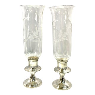Early 20th Century Fisher Sterling Silver Convertible Candle & Crystal Glass Sconces - Set of 2 For Sale
