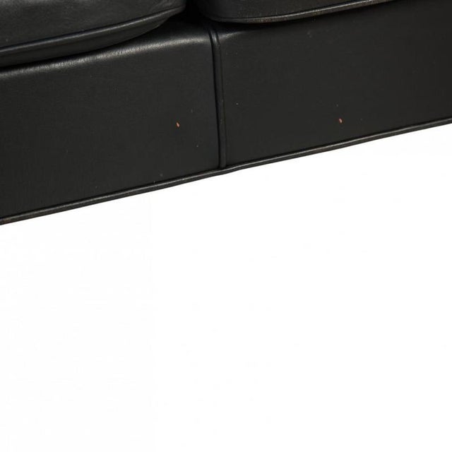 Wood Kupe 2-Seater Sofa in Black Leather by Børge Mogensen, 1980s For Sale - Image 7 of 18