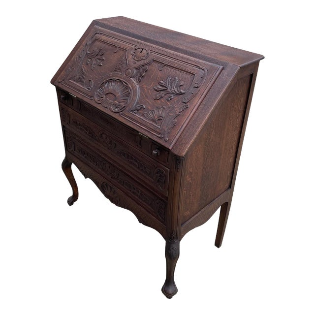 Vintage French Secretary Desk With Key For Sale