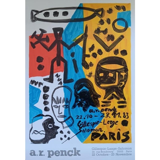 Paper Original Ar Penck Exhibition Poster, Gillespie-Laage-Salomon Gallery, Paris, 1983 For Sale - Image 7 of 7