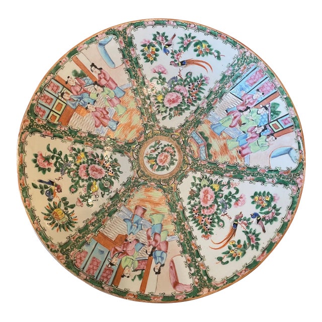 Mid 19th Century Porcelain Rose Medallion Charger For Sale