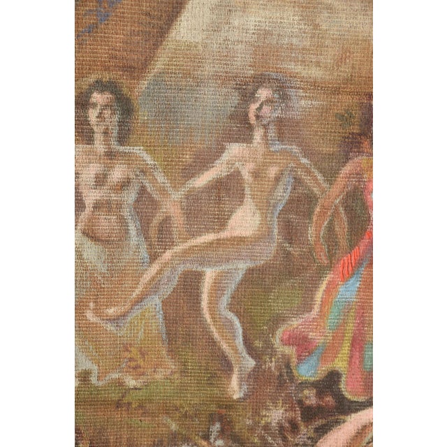 Michel Jamar, Michel Jamar, großformatiges Gemälde, Tapisserie, um 1950, mediterrane Küstenszene, Canvas For Sale - Image 8 of 12