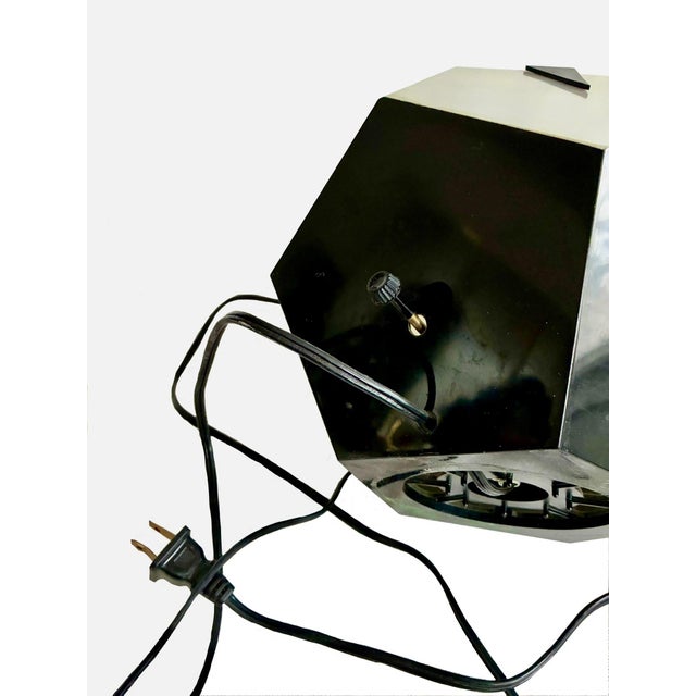 Black Mid Century Modern Black White Plastic Table Lamp/ Vintage 1960s Atomic Space Age Mod Pentagon Shaped Desk Lamp For Sale - Image 8 of 8