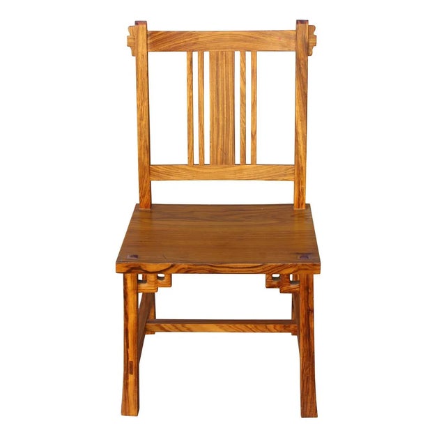 This simple elegant look quality handmade brown color chair is made of solid elm wood, it has comfortable back support...