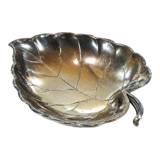 Vintage Silver-Plated Leaf-Shaped Dish / Catchall For Sale