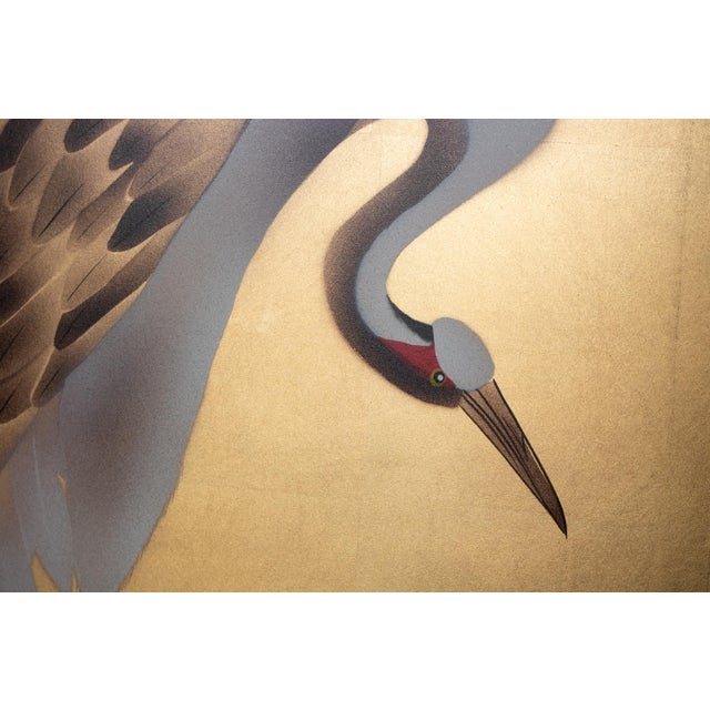 "Red-Crowned Cranes", Painted Chinese Screen For Sale - Image 9 of 18