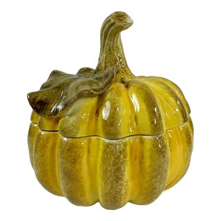 Vintage Italian Majolica Pumpkin Tureen For Sale