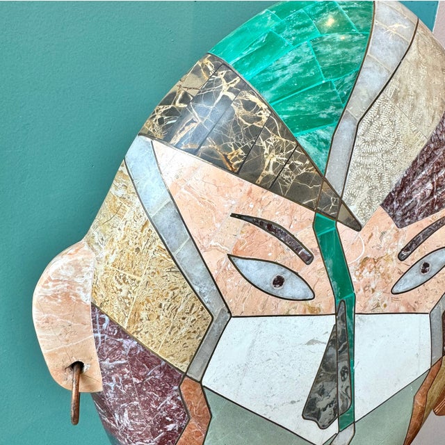 Vintage Joseph De Castro Style Tessellated Stone Face Mask Sculpture For Sale - Image 10 of 11