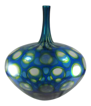 2007 Sam Stang Augusta Glass Studio Hand Blown Art Glass Blue Green Vase