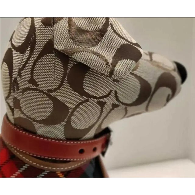 Vintage Coach Leather Signature Stuffed Collectible Khaki Display Dog For Sale - Image 9 of 12