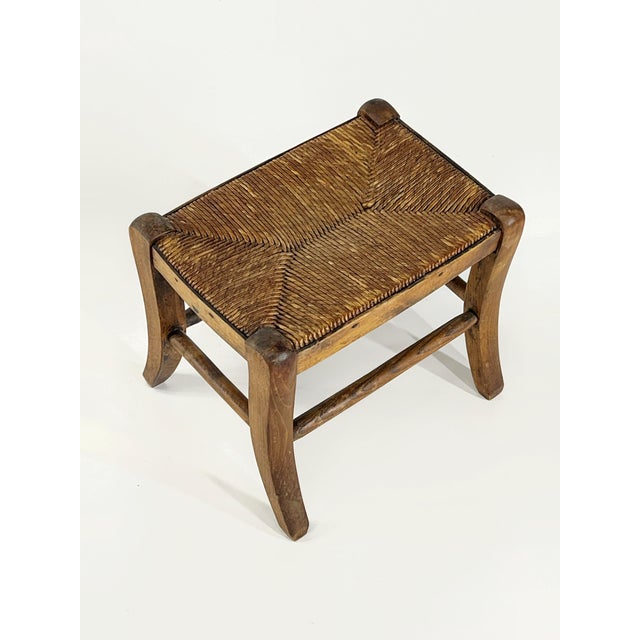 Petite Antique Primitive French Rush Footstool For Sale - Image 4 of 10