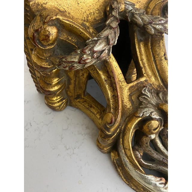 Pair of Mid 20th Century Ornate Heavy Plaster Wall Brackets / Sconces / Shelves With Gold and Silver Gilding For Sale - Image 9 of 12