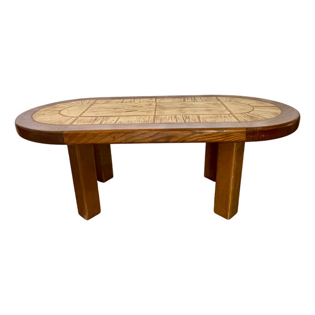 Ceramic and Wood Herbarium Coffee Table, 1970s For Sale