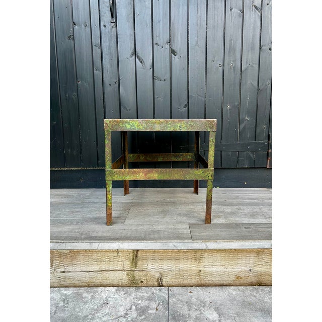 Metal Metal Side Table with Green Patina For Sale - Image 7 of 13