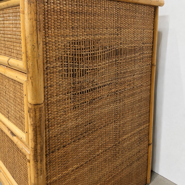 Vintage Rattan and Bamboo Low Sideboard, Italy, 1970 For Sale - Image 6 of 10
