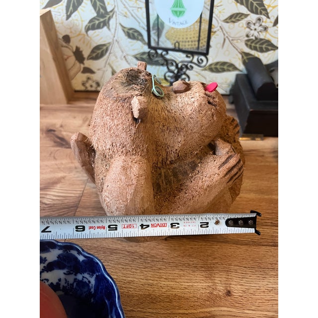 Brown Wooden Carved Monkey Figure Sculpture From Ecuador For Sale - Image 8 of 8