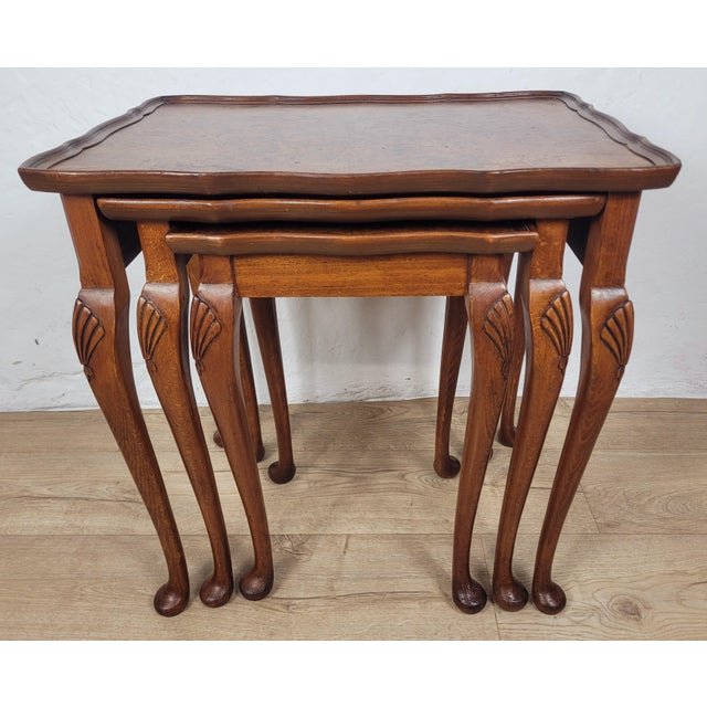 Victorian Nesting Tables in Walnut, 1890, Set of 3 For Sale - Image 13 of 18