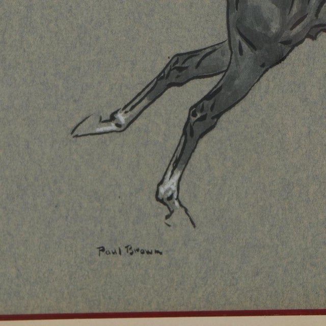 Mid 20th Century Paul Desmond Brown Watercolour & Gouache Illustration of Polo Player For Sale - Image 4 of 8