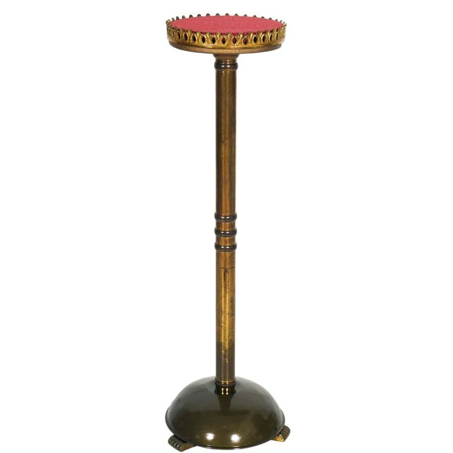 1920s Vintage Italian Burnished Brass Column Pedestal For Sale - Image 5 of 5