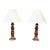 Pair of Mid Century Wood and Brass Lamps For Sale