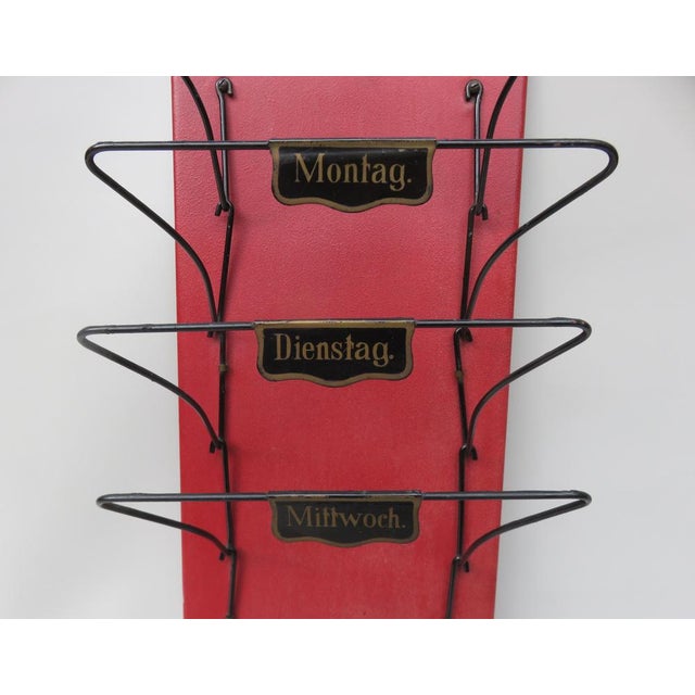 Metal Art Nouveau Wall Newspaper Stand in Metal Bordeau Red, Black & Gold, 1890s For Sale - Image 7 of 15