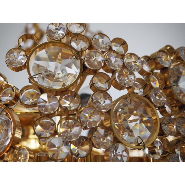 Gilt Brass & Crystal Chandelier in the style of Palwa or Lobmeyr, 1960s For Sale - Image 13 of 14