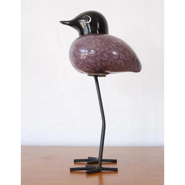 Mid-Century Modern Mid Century Modern Style Hand-Blown Glass Bird Figurine With Metal Legs For Sale - Image 3 of 11