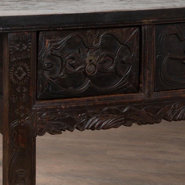 18th Century Chestnut Console Table With Three Large Carved Drawers For Sale - Image 12 of 18