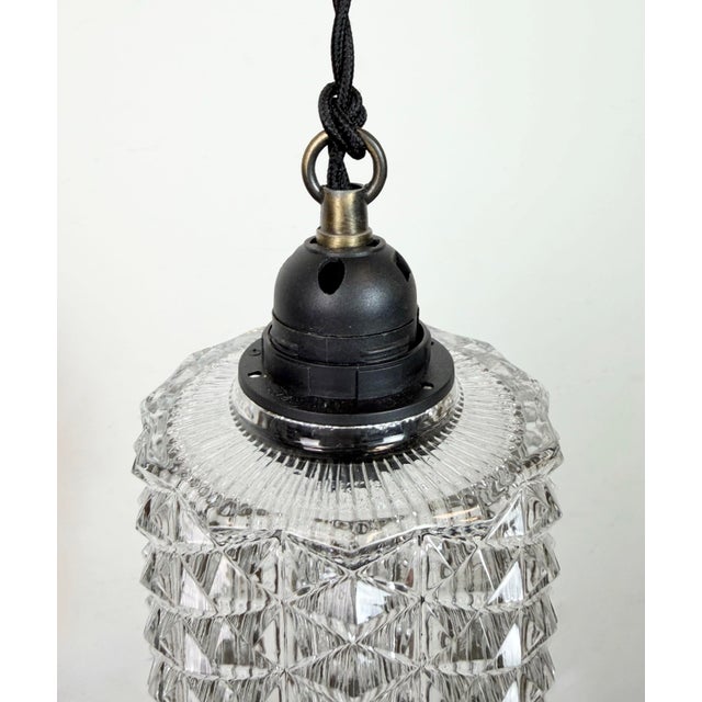 Industrial Vintage Cut Glass Ceiling Light, 1970s For Sale - Image 3 of 15