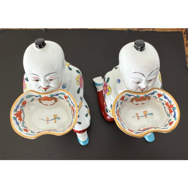 Gold Set/2 Herend Lg Chinese Man Kneeling Salt Cellars For Sale - Image 8 of 10