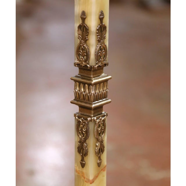 Early 20th Century Early 20th Century French Carved Onyx & Brass Standing Hall Tree For Sale - Image 5 of 11