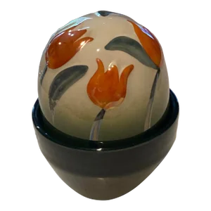 Vintage 1990's Arabia Finland Desiger Heljä Liukko-Sundström Ikikukka - ”Flower of Infinity” Ceramic Orange Kellokukka / Campanula Flower