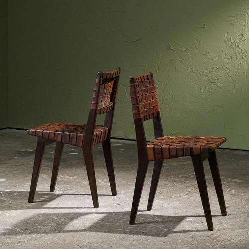 Chairs in Cognac Leather and Stained Oak from Jens Risom, United States, 1940s, Set of 2 For Sale - Image 11 of 11