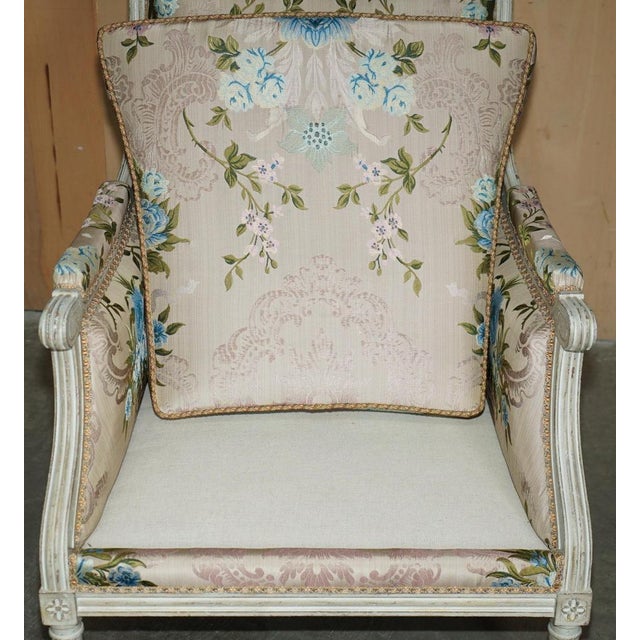 Antique French Charles-Emile Moinat Silk Floral Upholstered Armchairs, Set of 2 For Sale - Image 9 of 18