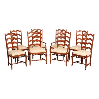 Quality Set Of Eight Italian Ladderback Dining Chairs For Sale