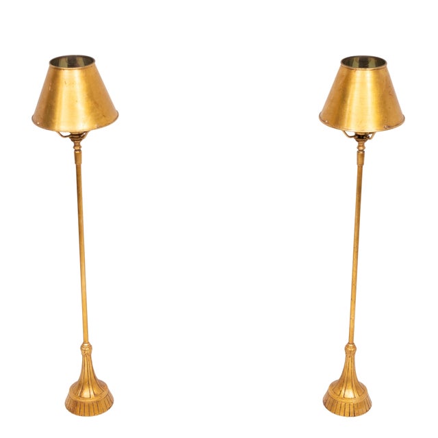 Beautiful Gold Color Table lamps ,The Metal shades are hand rubbed Gold leaf . Elegant sleek Design . Very good quality...