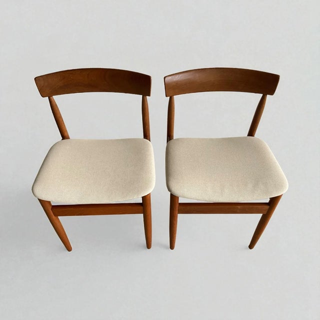 Beige Danish Chairs in Teak with Rounded Backrest attributed to Pe Jorgensen for Farso Mobelfabrik, Denmark, 1960s, Set of 2 For Sale - Image 8 of 17