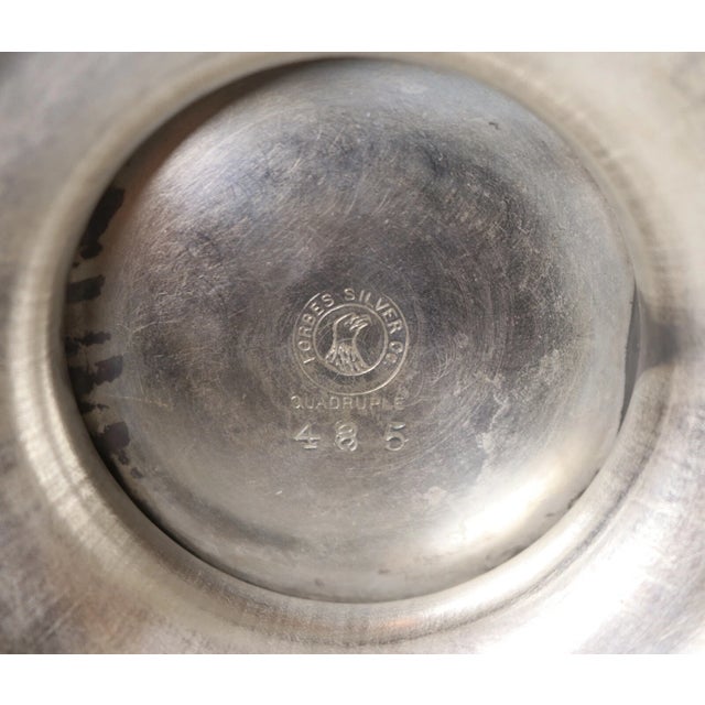 Antique Ornate Silverplate Enameled Glass Centerpiece Footed Fruit Bowl Compote For Sale - Image 12 of 12