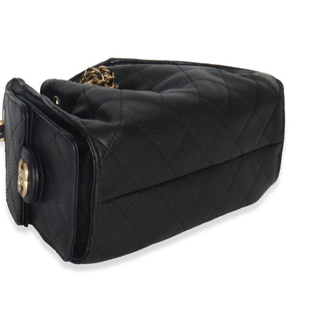 Black Quilted Caviar Mini Chanel 25 Hobo Handbag For Sale In New York - Image 6 of 9