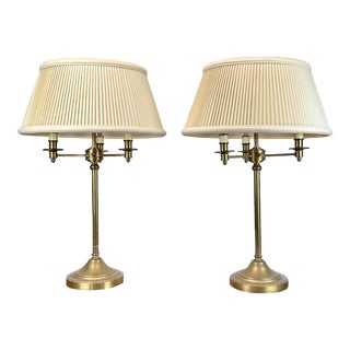 Vintage Robert Abbey Brass Candelabra Style Adjustable Height Table Lamps For Sale