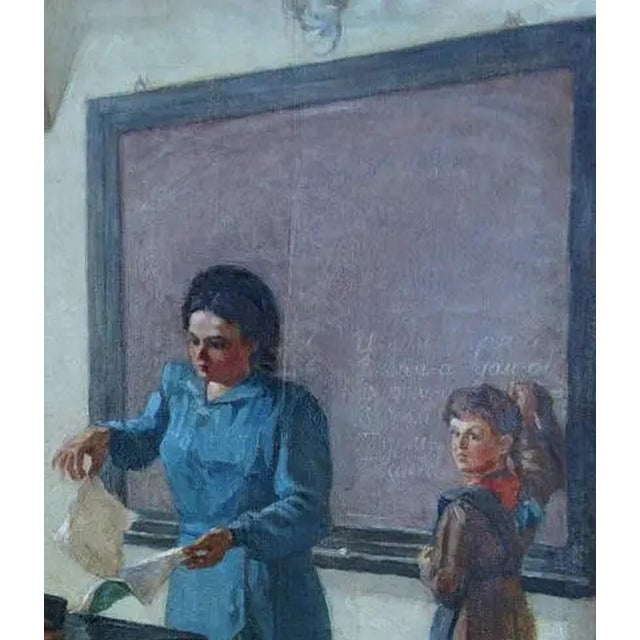1950s Children Oil Painting, Socialist Realism, 1953 For Sale - Image 5 of 6